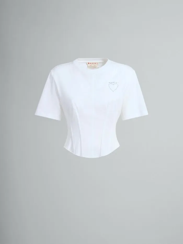 Women Marni Tops and Tshirts White Organic Jersey Corset TShirt