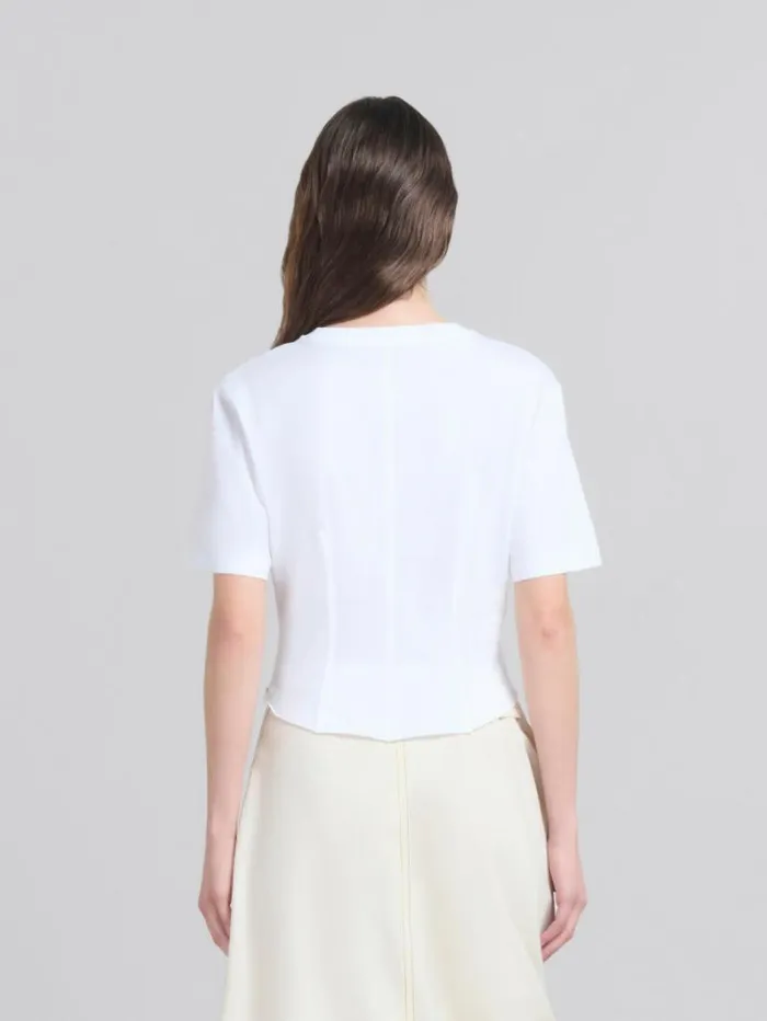 Women Marni Tops and Tshirts White Organic Jersey Corset TShirt