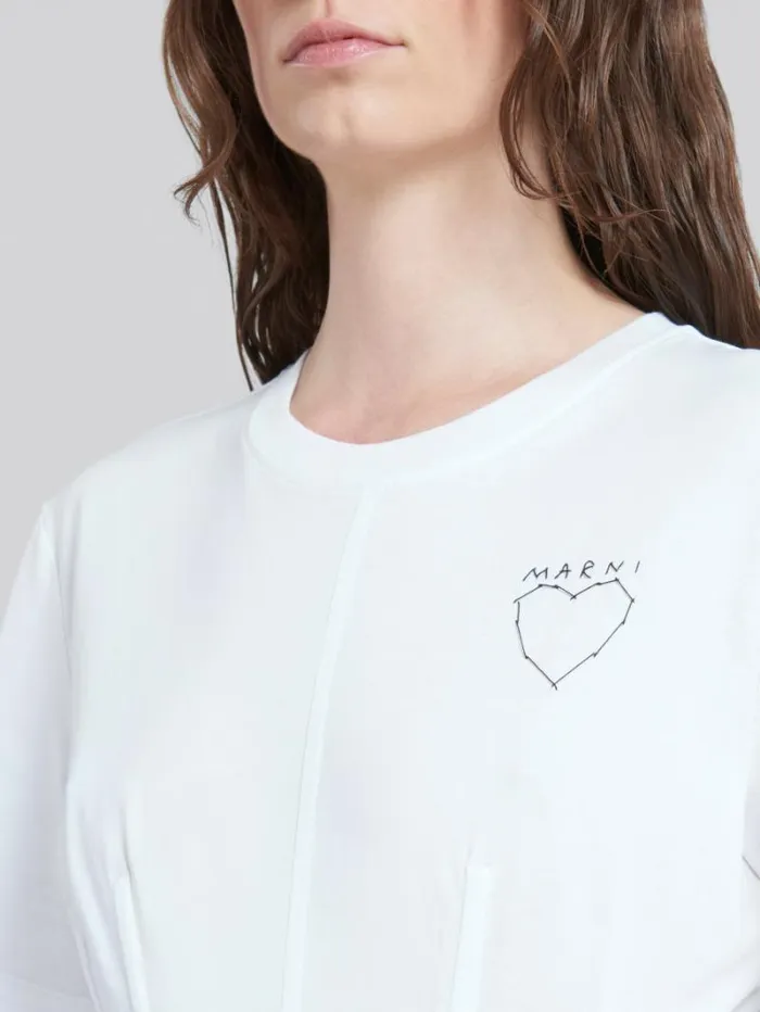 Women Marni Tops and Tshirts White Organic Jersey Corset TShirt