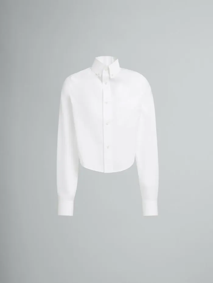 Women Marni Tops and Tshirts White Organic Poplin Cropped Shirt