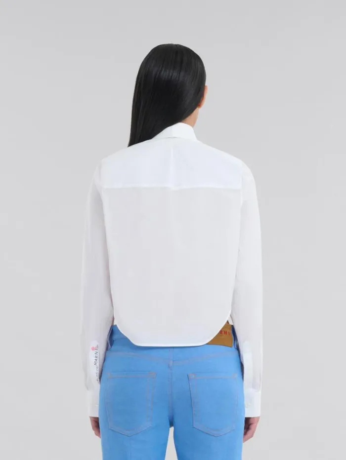 Women Marni Tops and Tshirts White Organic Poplin Cropped Shirt