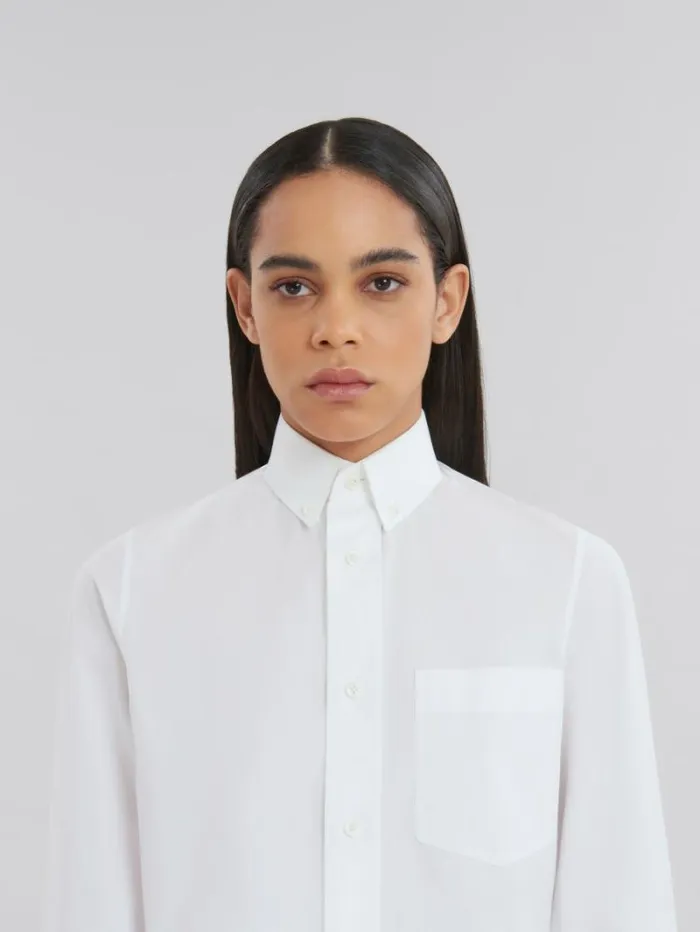 Women Marni Tops and Tshirts White Organic Poplin Cropped Shirt