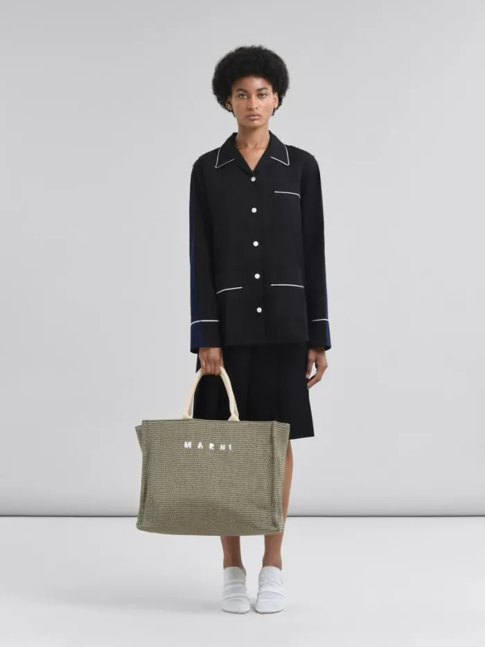 Women Marni Tote Bags Green RaffiaEffect Large Tote Bag