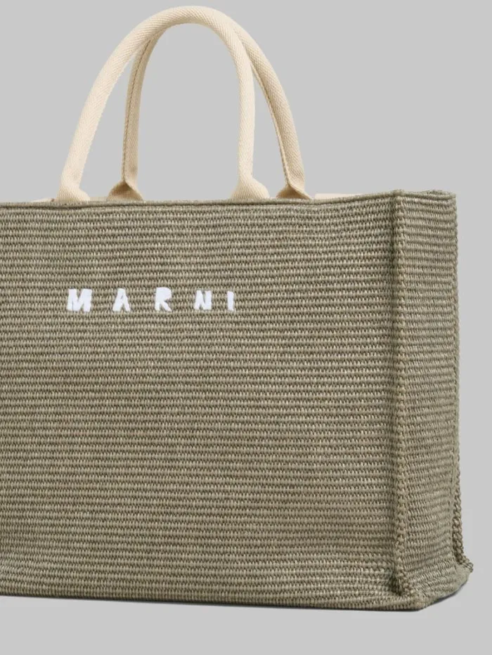 Women Marni Tote Bags Green RaffiaEffect Large Tote Bag
