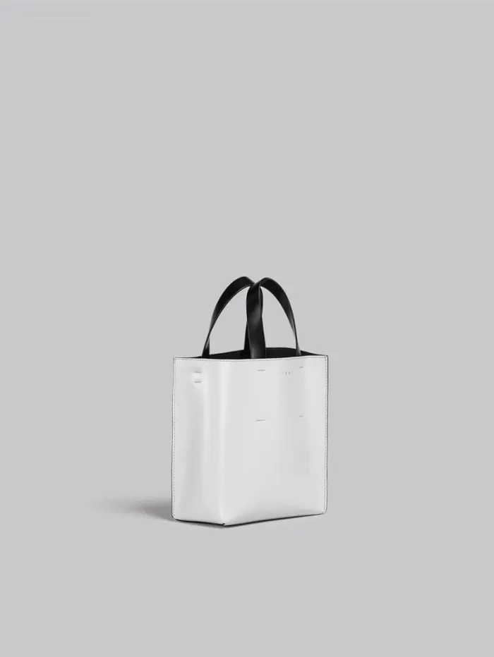 Women Marni Tote Bags Museo Mini Bag In White And Black Leather