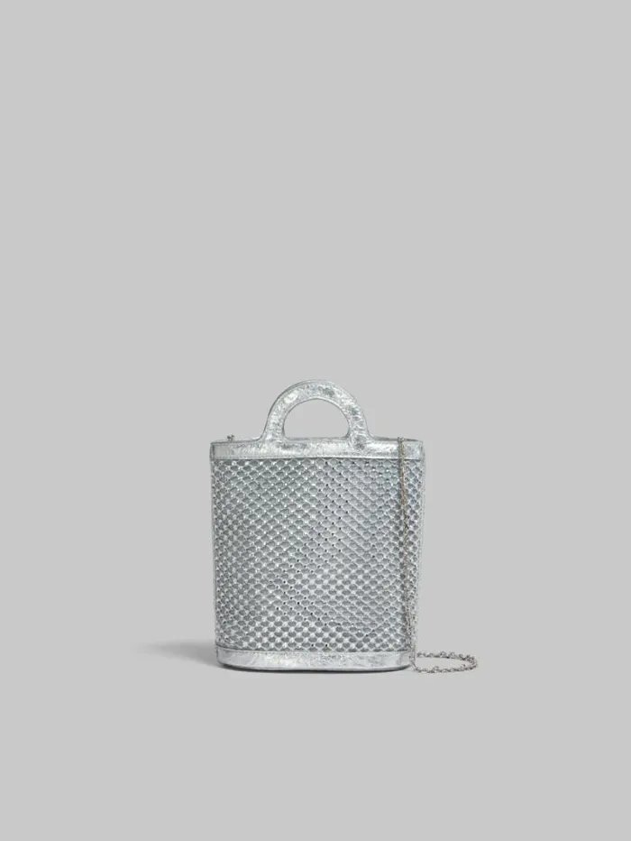 Women Marni Tropicalia Bag Silver Rhinestone Tropicalia Nano Bucket Bag