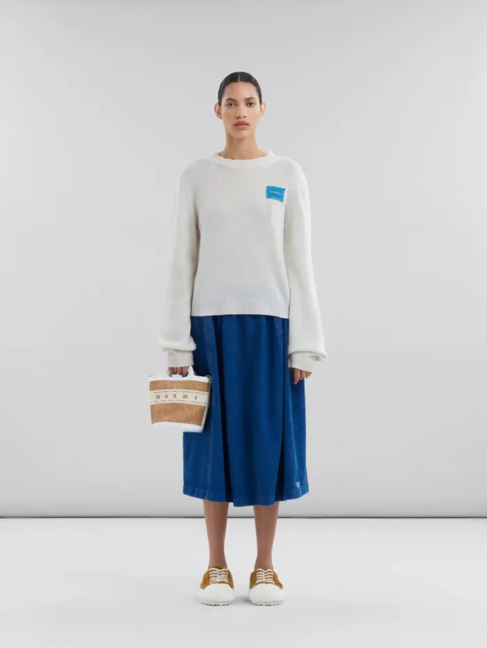 Women Marni Tropicalia Bag White Leather Tropicalia Small Bucket Bag With Tufted Logo