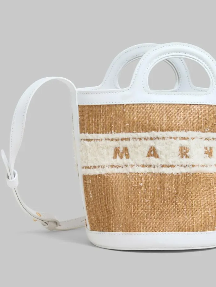 Women Marni Tropicalia Bag White Leather Tropicalia Small Bucket Bag With Tufted Logo