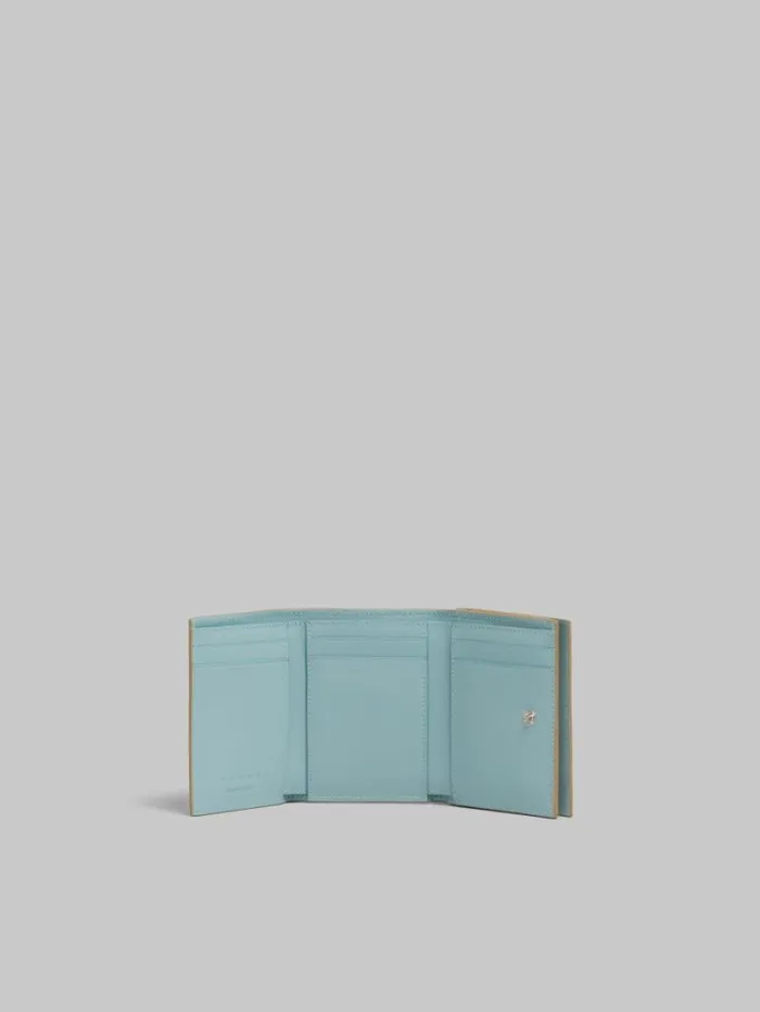 Women Marni Wallets and Small Leather Goods Beige Leather Trifold Wallet With Marni Mending