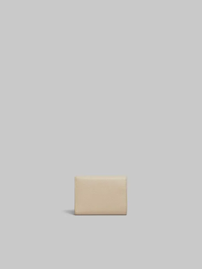 Women Marni Wallets and Small Leather Goods Beige Leather Trifold Wallet With Marni Mending