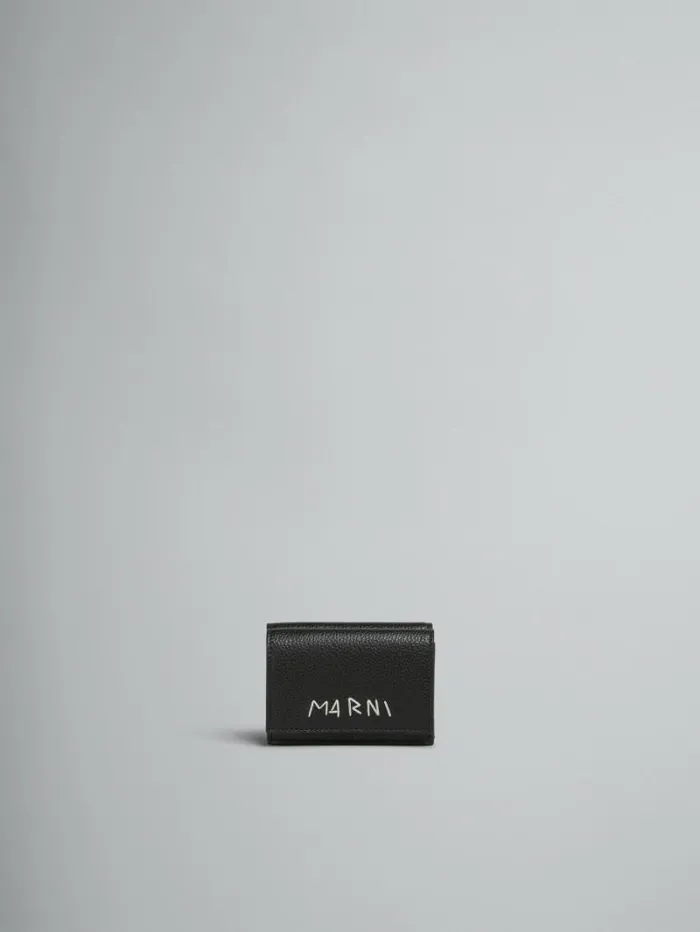 Women Marni Wallets and Small Leather Goods Black Leather Trifold Wallet With Marni Mending Women Marni Wallets and Small Leather Goods Black Leather Trifold Wallet With Marni Mending