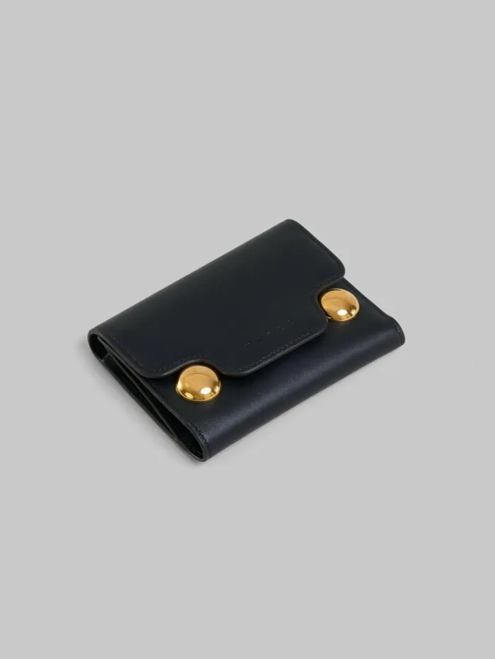Women Marni Wallets and Small Leather Goods Black Leather Trunkaroo Trifold Wallet