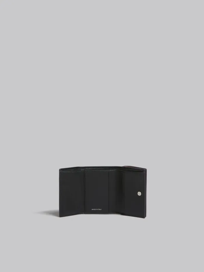 Women Marni Wallets and Small Leather Goods Deep Blue Cream And Green Saffiano Leather TriFold Wallet