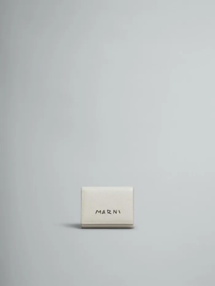 Women Marni Wallets and Small Leather Goods Grey Leather Trifold Wallet With Marni Mending Women Marni Wallets and Small Leather Goods Grey Leather Trifold Wallet With Marni Mending