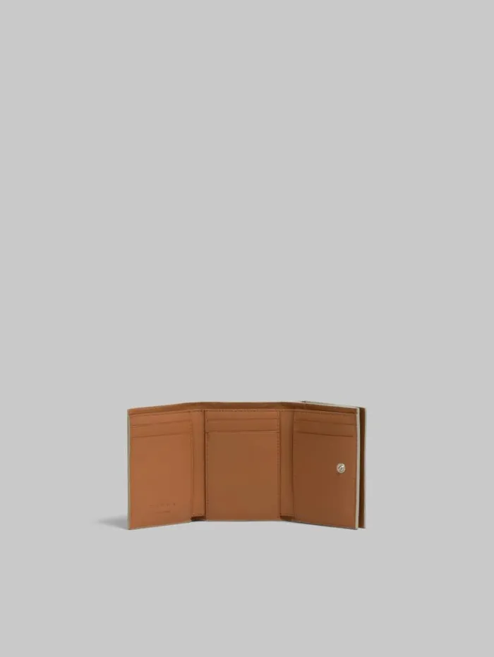 Women Marni Wallets and Small Leather Goods Grey Leather Trifold Wallet With Marni Mending