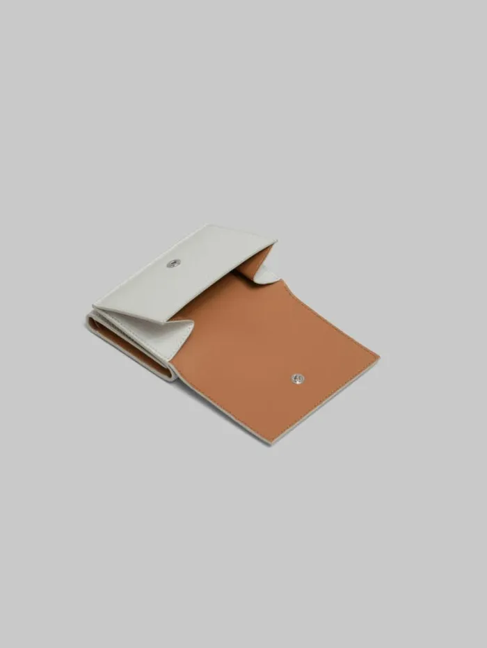 Women Marni Wallets and Small Leather Goods Grey Leather Trifold Wallet With Marni Mending