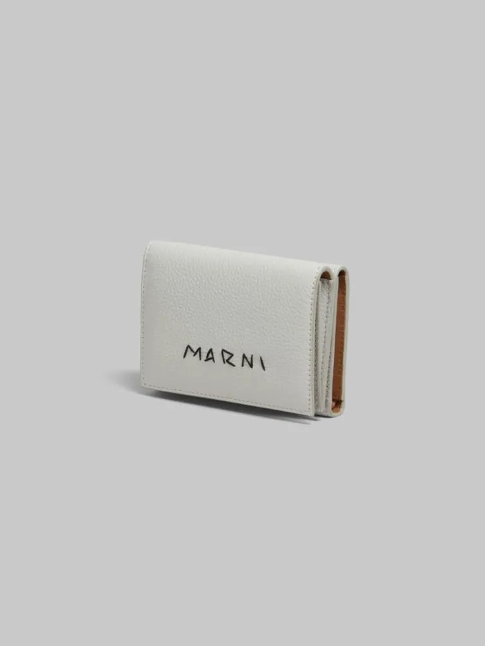 Women Marni Wallets and Small Leather Goods Grey Leather Trifold Wallet With Marni Mending