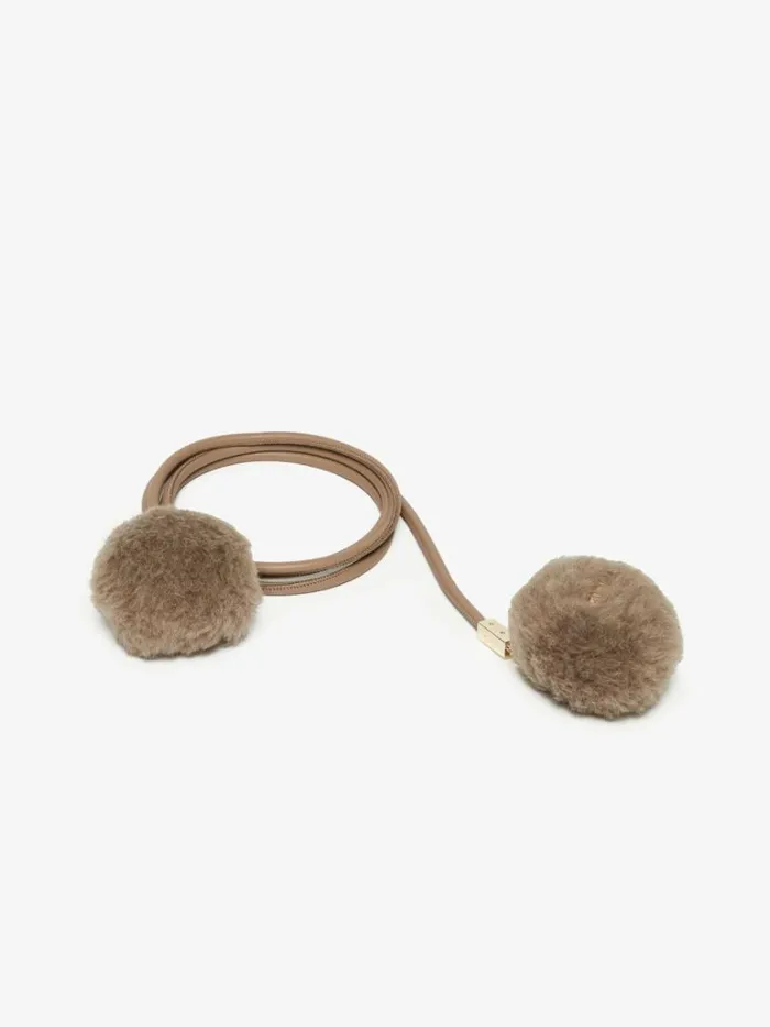 Women Max Mara Belts Tubular Belt With Pompom Beige