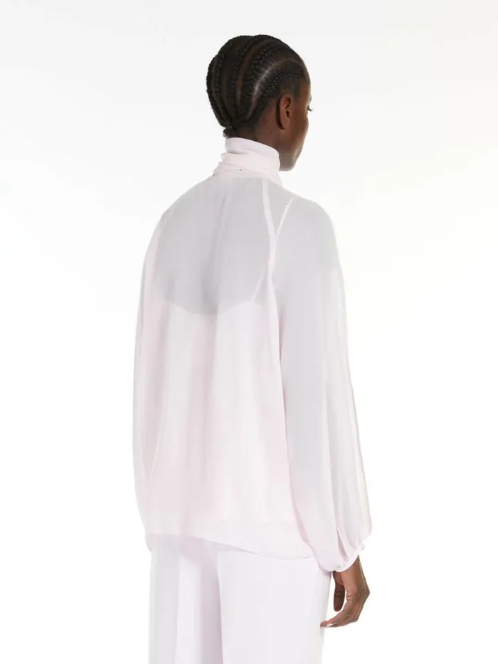 Women Max Mara Blouses Georgette Blouse With Bow Pink