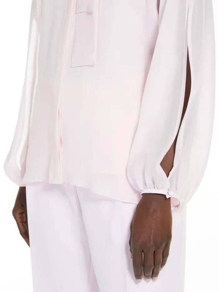 Women Max Mara Blouses Georgette Blouse With Bow Pink