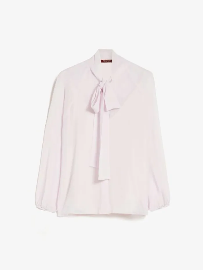 Women Max Mara Blouses Georgette Blouse With Bow Pink