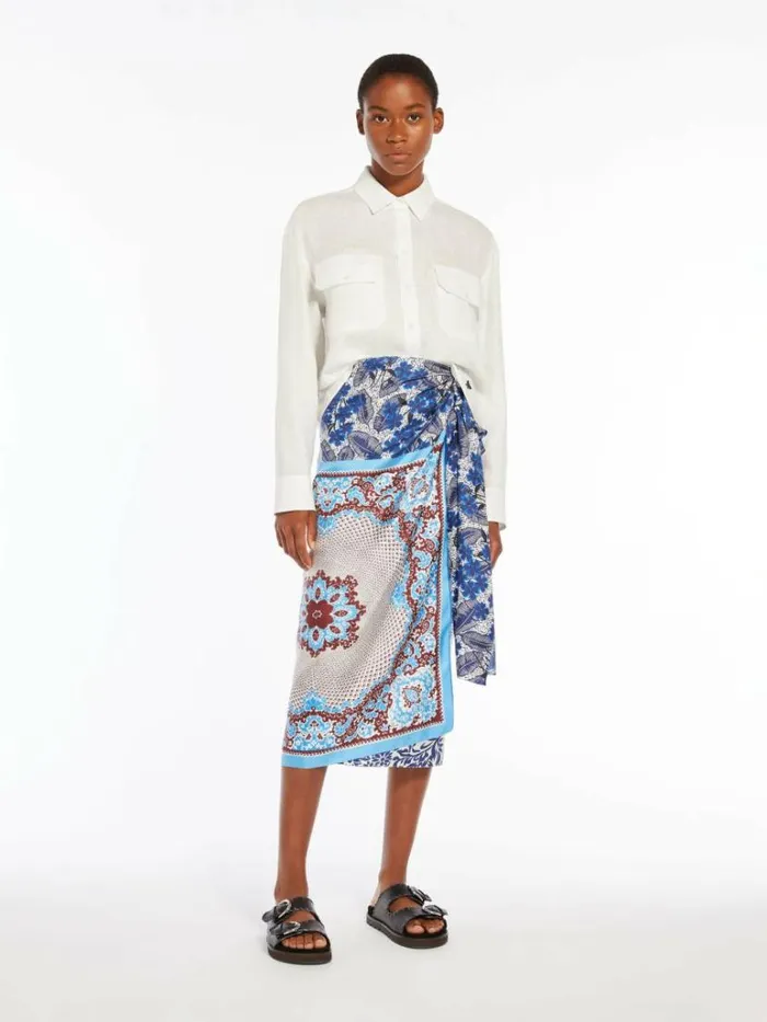 Women Max Mara Blouses Linen Poplin Shirt White