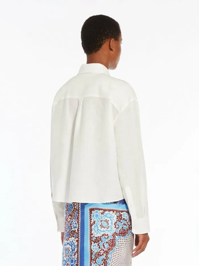 Women Max Mara Blouses Linen Poplin Shirt White