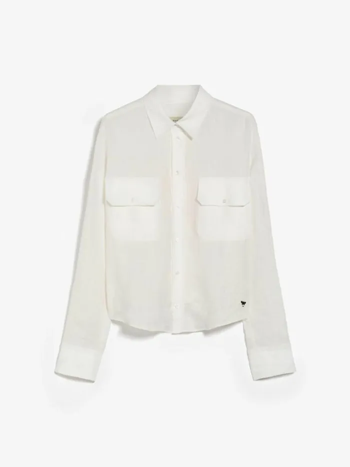 Women Max Mara Blouses Linen Poplin Shirt White