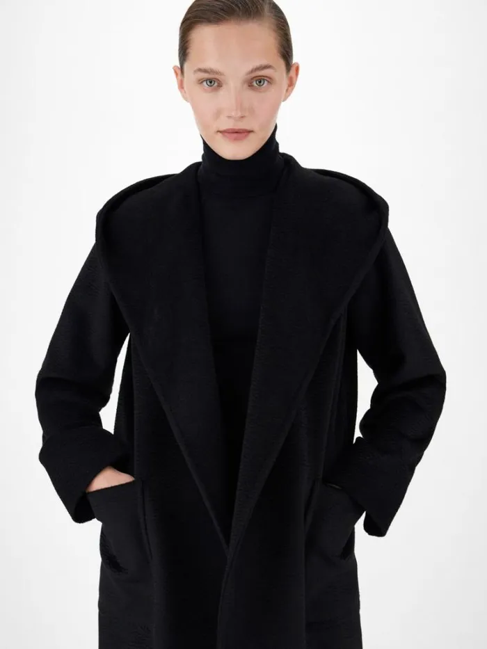 Women Max Mara Coats Camel Colour Robe Coat Black