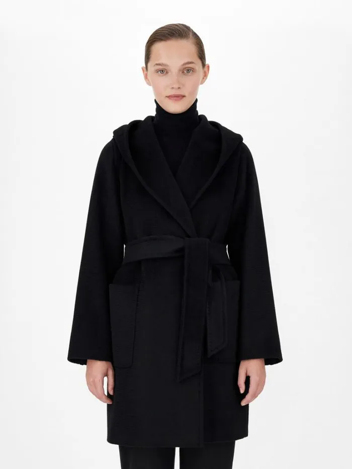 Women Max Mara Coats Camel Colour Robe Coat Black