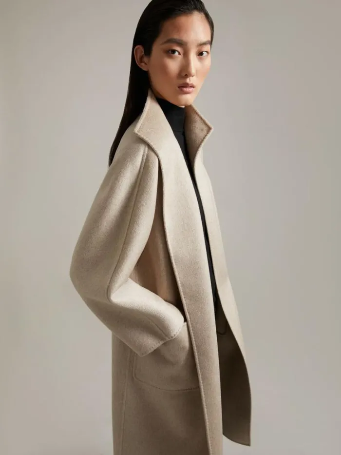 Women Max Mara Coats Cashmere Cardigan Coat Sand