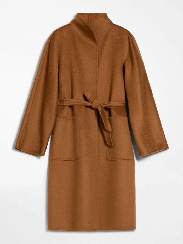 Women Max Mara Coats Cashmere Cardigan Coat Tobacco