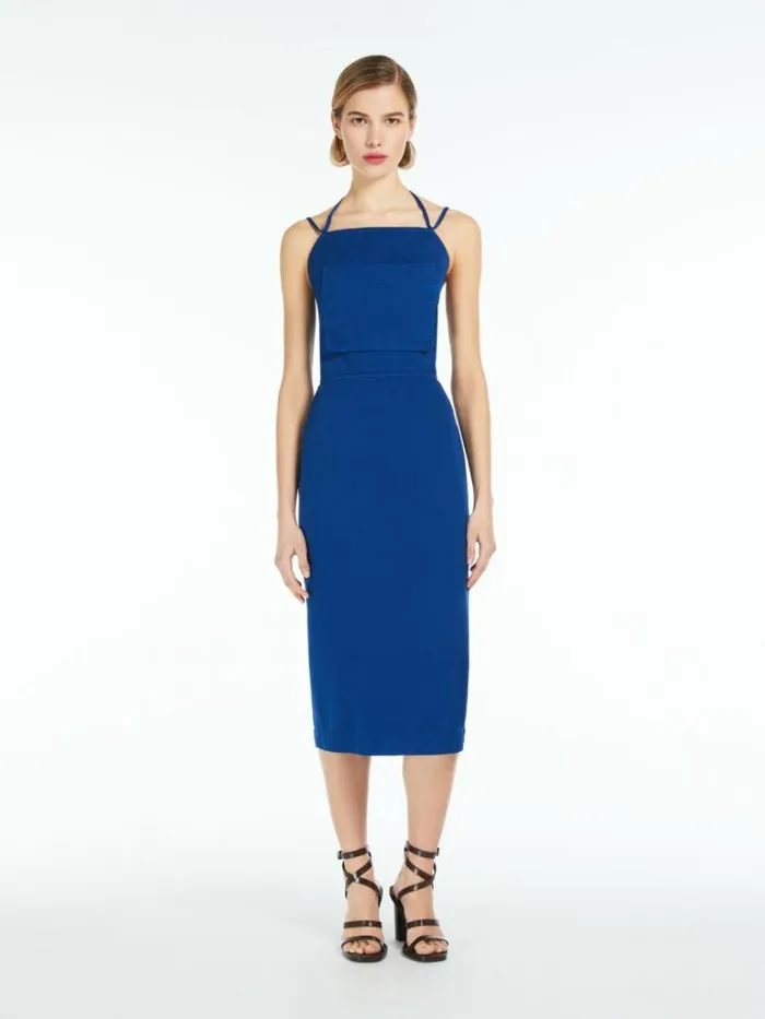 Women Max Mara Dresses Canvas Workwear Dress Cornflower Blue