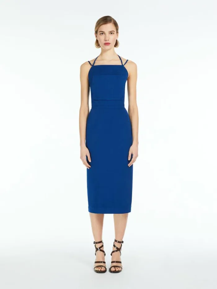Women Max Mara Dresses Canvas Workwear Dress Cornflower Blue