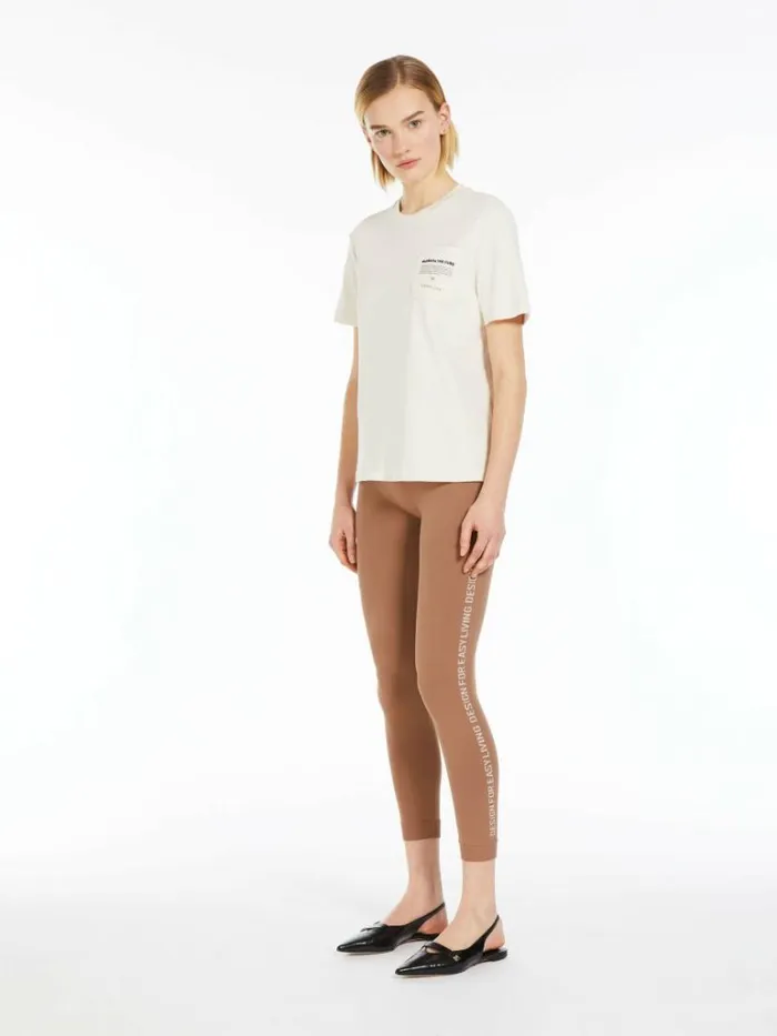 Women Max Mara Hosiery Technical Logo Leggings Beige