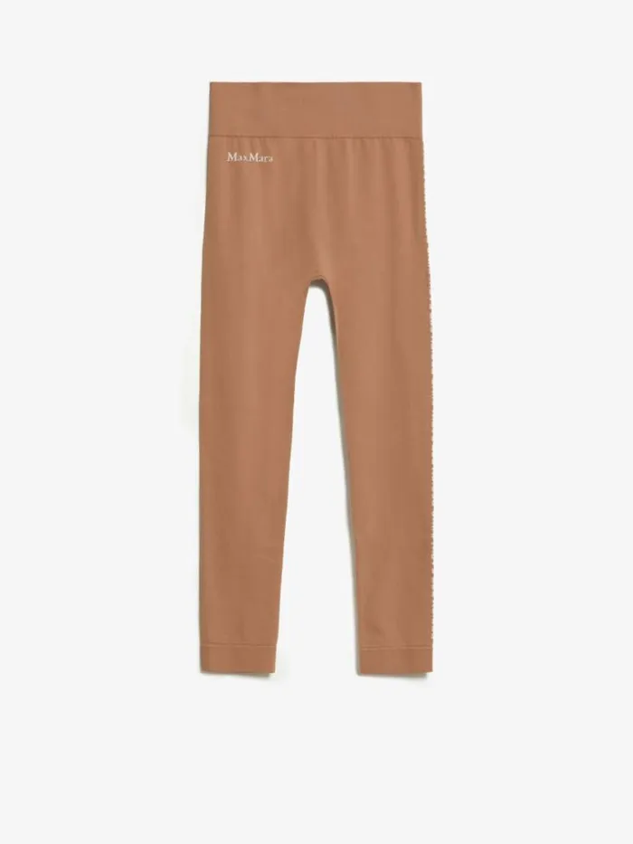 Women Max Mara Hosiery Technical Logo Leggings Beige