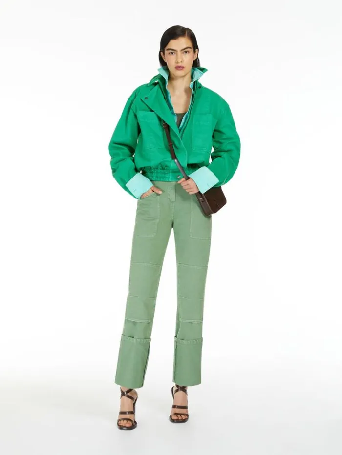 Women Max Mara Jackets And Blazers Cotton Drill Cropped Jacket Water