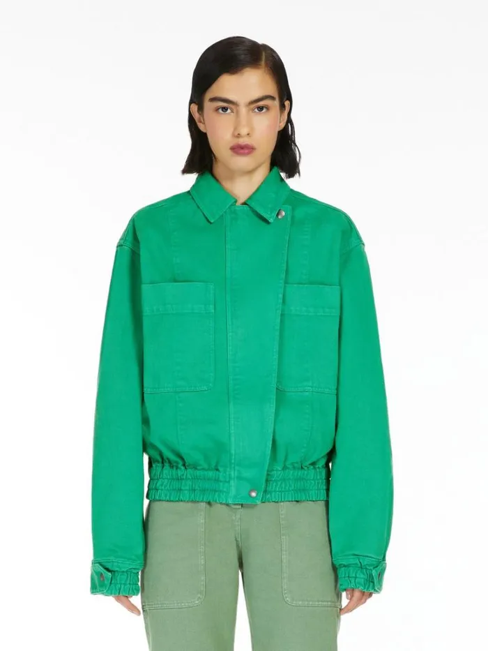 Women Max Mara Jackets And Blazers Cotton Drill Cropped Jacket Water