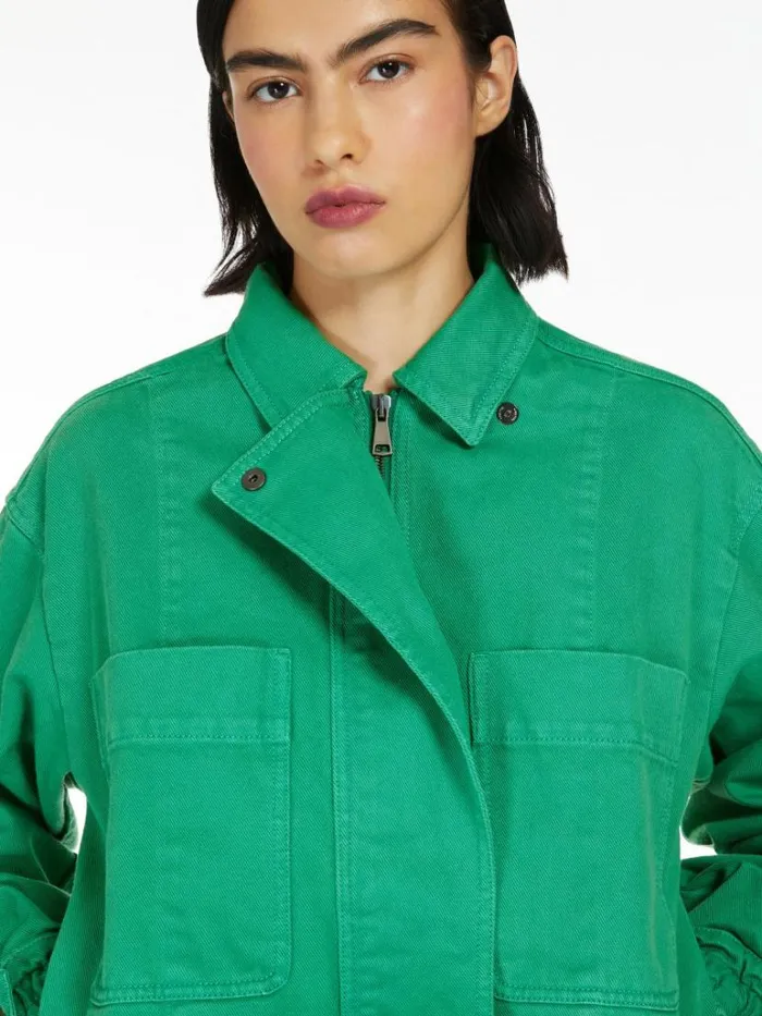 Women Max Mara Jackets And Blazers Cotton Drill Cropped Jacket Water