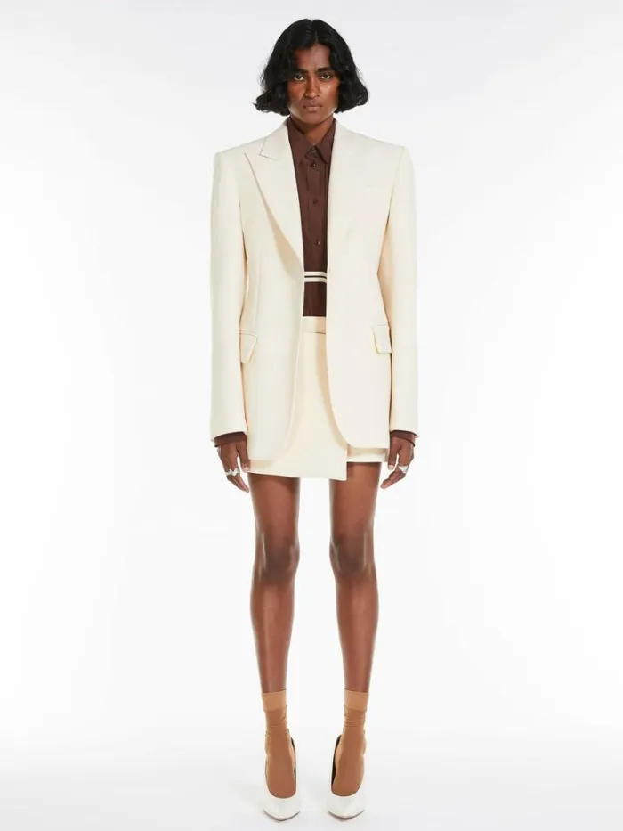 Women Max Mara Jackets And Blazers Singlebreasted Stretch Wool Blazer Vanilla