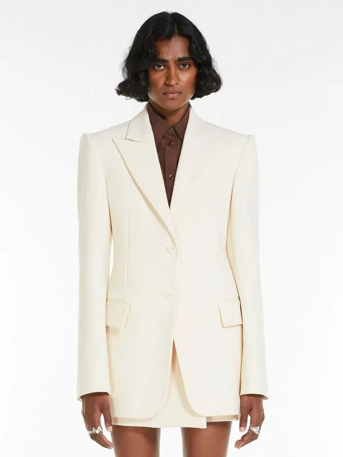 Women Max Mara Jackets And Blazers Singlebreasted Stretch Wool Blazer Vanilla