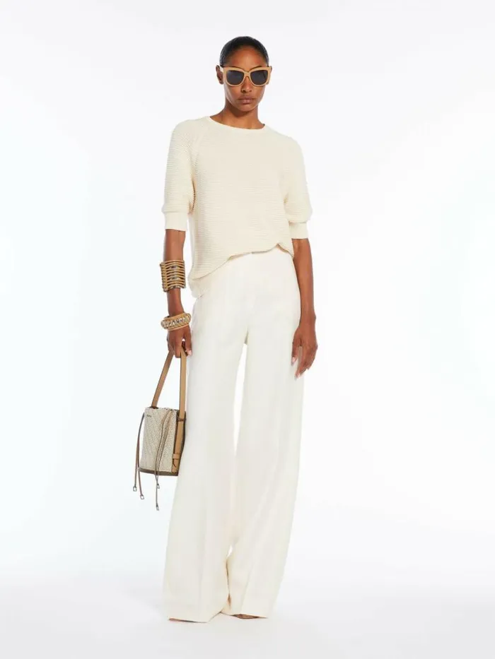 Women Max Mara Knitwear Feminine Cotton Yarn Jumper Ivory
