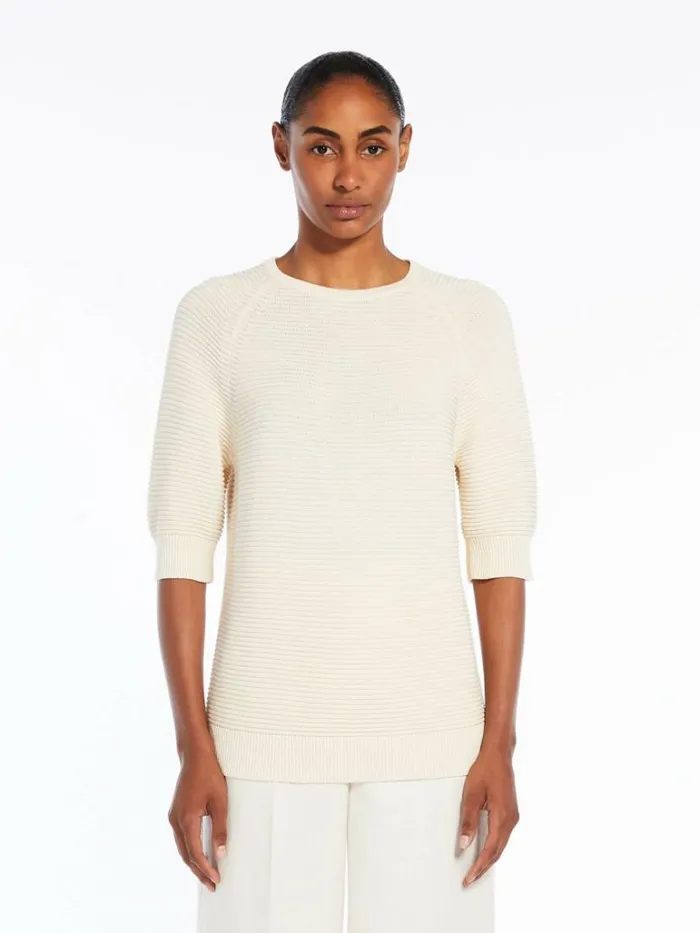 Women Max Mara Knitwear Feminine Cotton Yarn Jumper Ivory