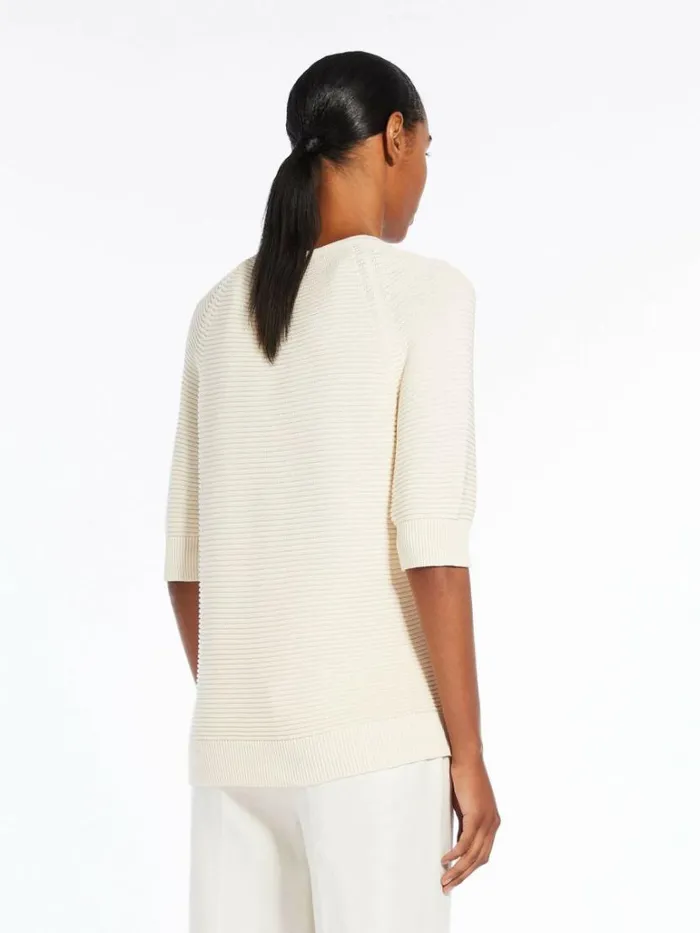 Women Max Mara Knitwear Feminine Cotton Yarn Jumper Ivory