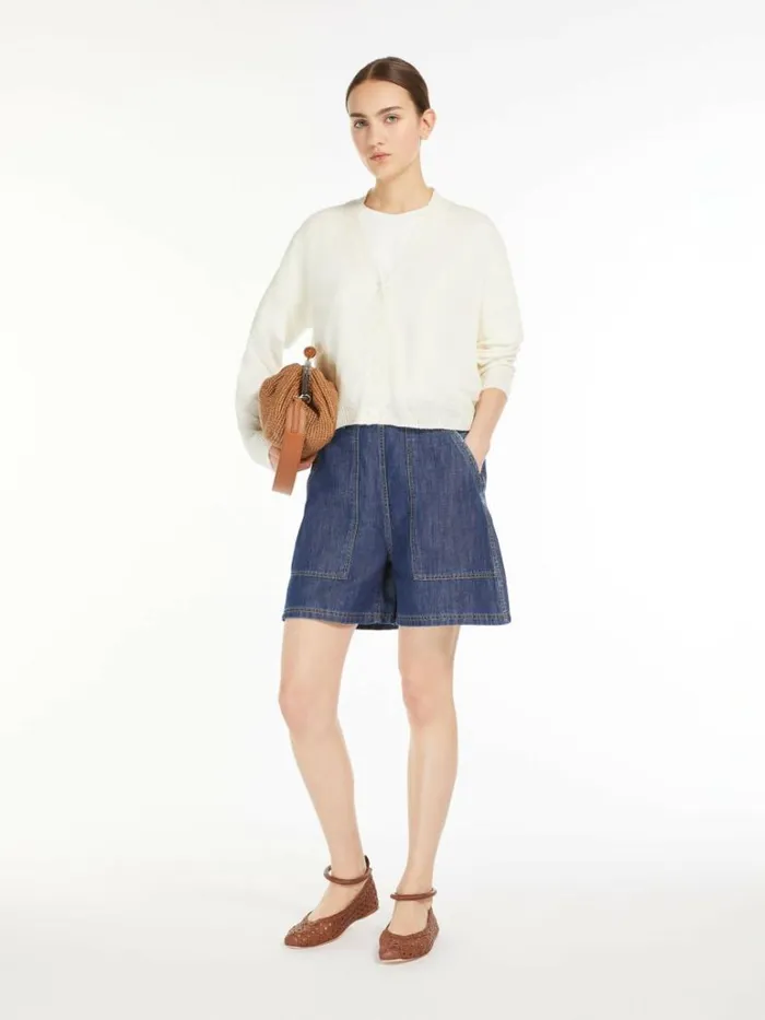 Women Max Mara Knitwear Linen Yarn Cardigan Ivory