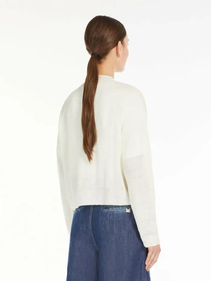 Women Max Mara Knitwear Linen Yarn Cardigan Ivory