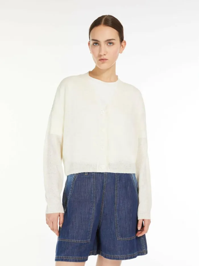 Women Max Mara Knitwear Linen Yarn Cardigan Ivory