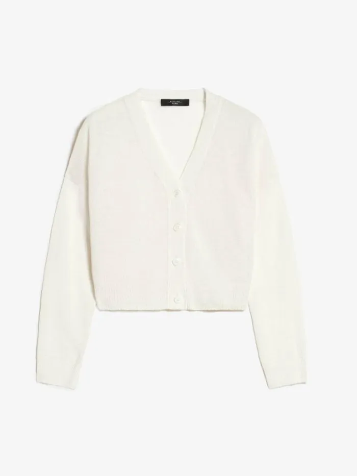 Women Max Mara Knitwear Linen Yarn Cardigan Ivory