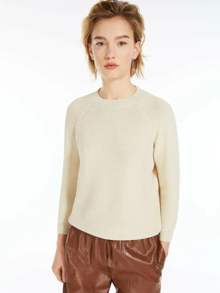 Women Max Mara Knitwear Relaxedfit Cotton Sweater Ivory