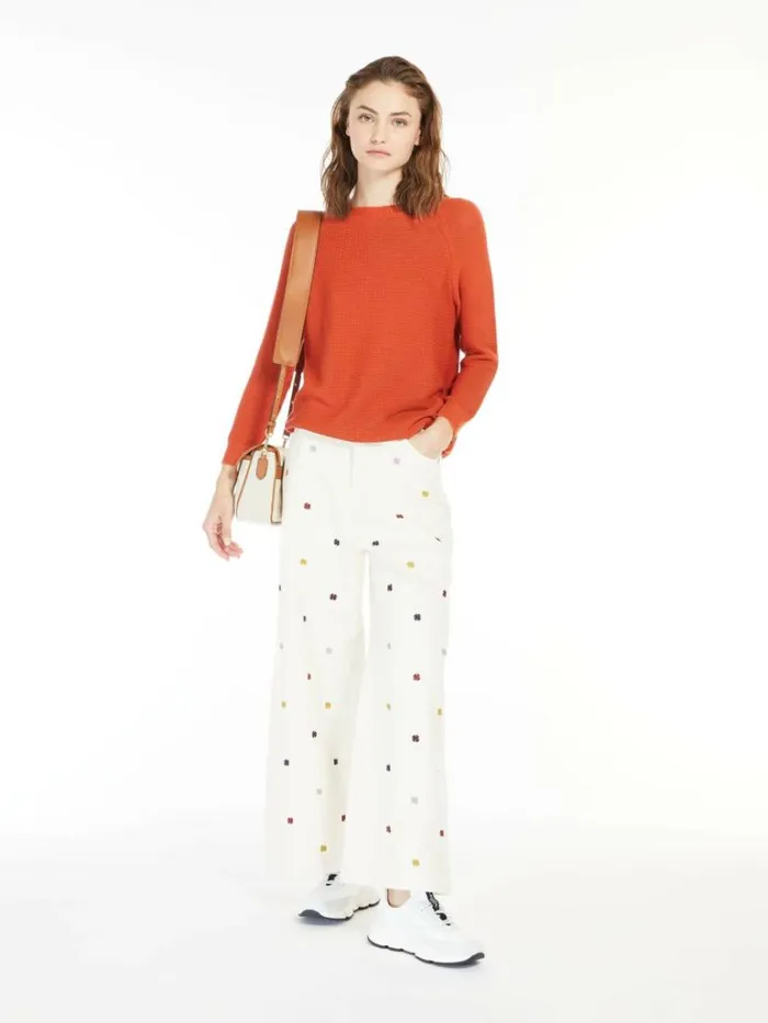 Women Max Mara Knitwear Relaxedfit Cotton Sweater Orange